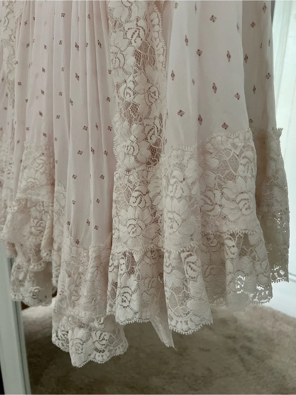 Free People Blush Pink Lace-Trim Mini Dress - Picture 3 of 10
